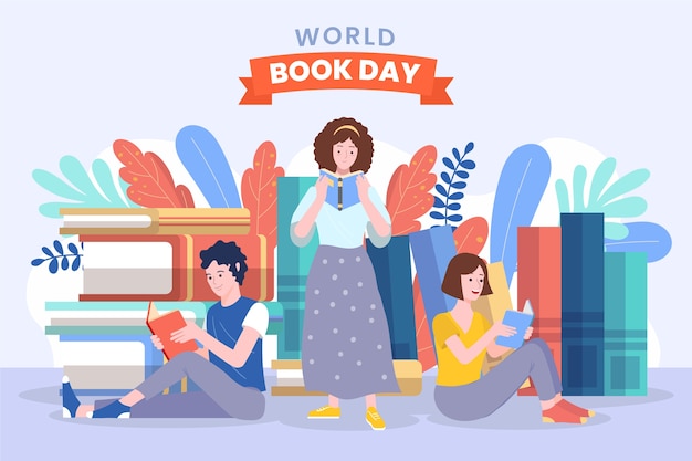 Flat world book day background