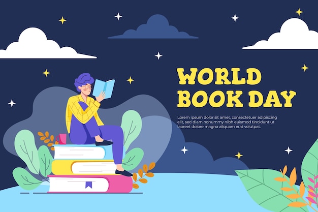 Flat world book day background