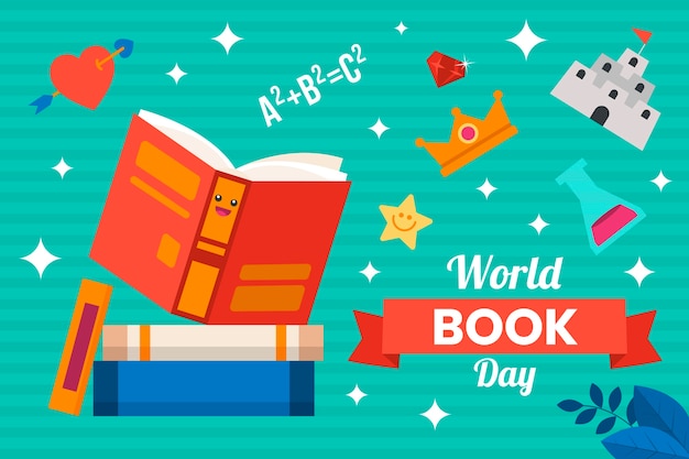 Flat world book day background