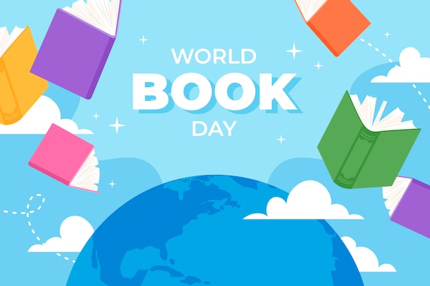 Flat world book day background