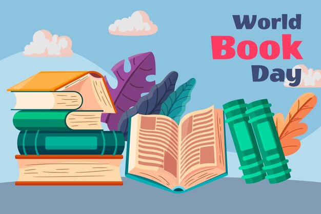 Flat world book day background