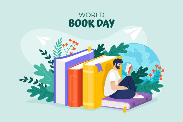 Flat world book day background