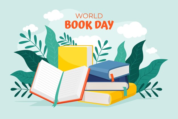 Flat world book day background