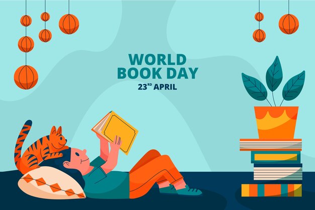 Flat world book day background