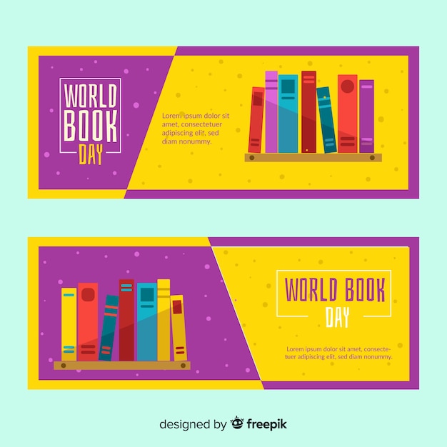 Free Vector flat world book day banners