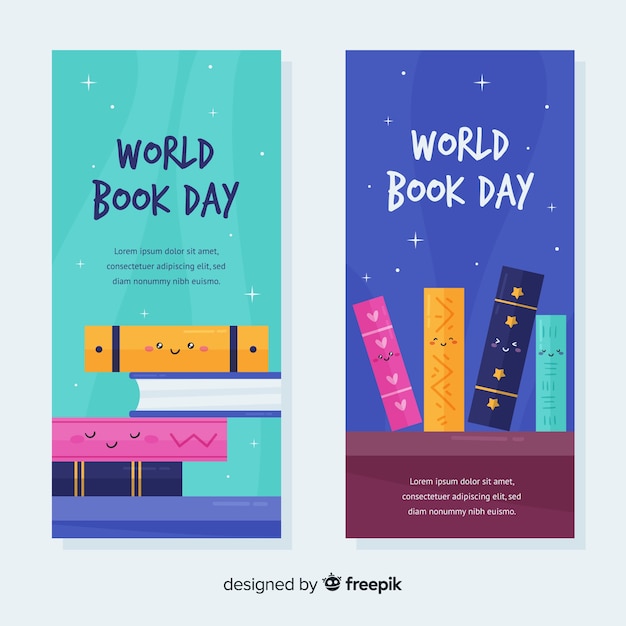 Free Vector flat world book day banners