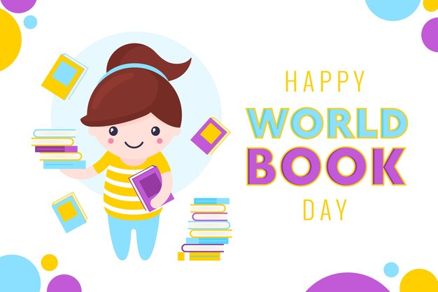 Flat world book day concept