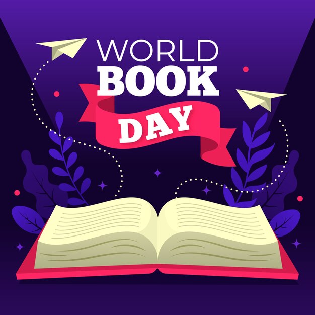 Flat world book day concept