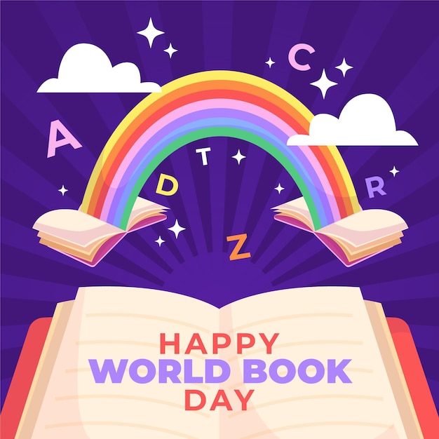 Free vector flat world book day illustration