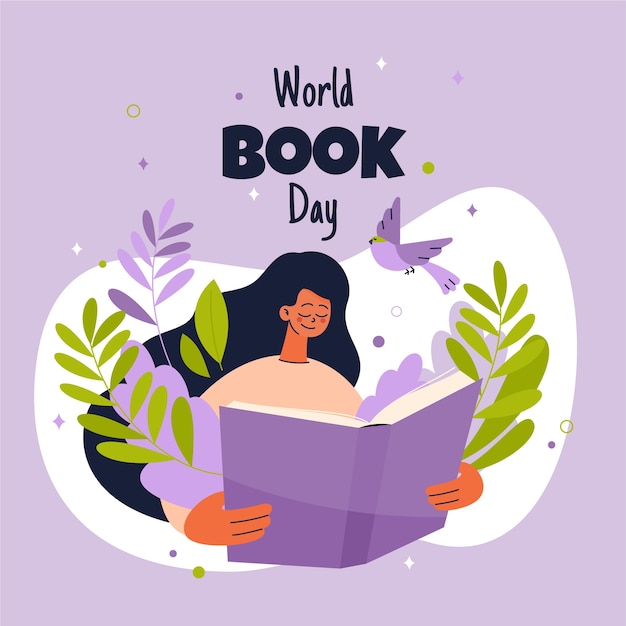 Free Vector flat world book day illustration