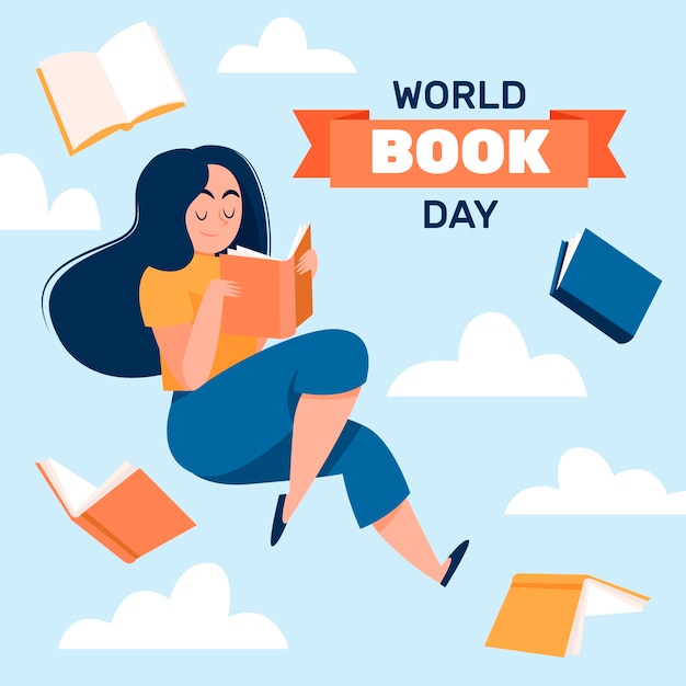 Flat world book day illustration