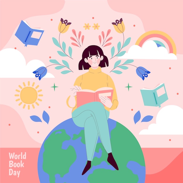 Free Vector flat world book day illustration