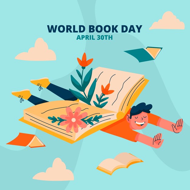 Flat world book day illustration