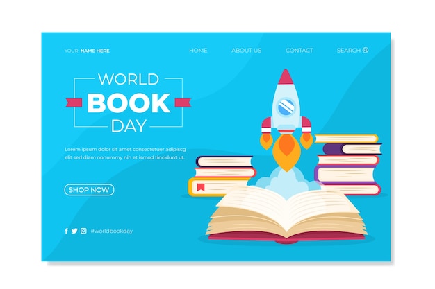 Free Vector flat world book day landing page template