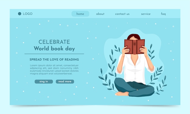 Free Vector flat world book day landing page template