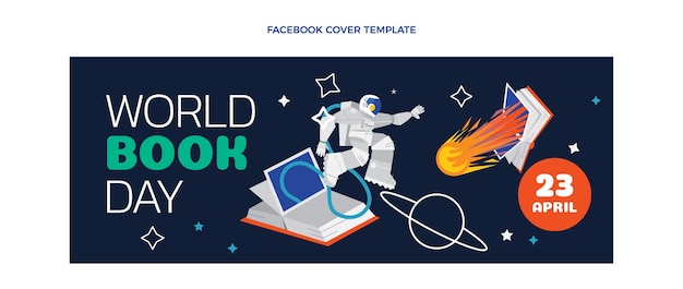 Free Vector flat world book day social media cover template