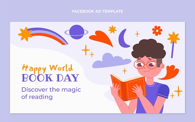 Free Vector flat world book day social media promo template