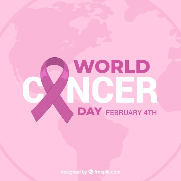 Flat world cancer day background 