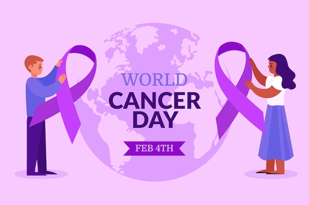 Flat world cancer day background