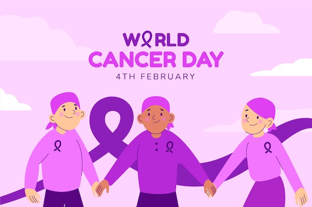 Flat world cancer day background