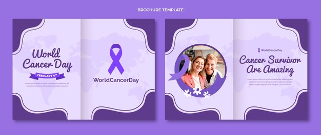 Flat world cancer day brochure template