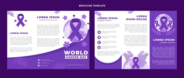 Flat world cancer day brochure template