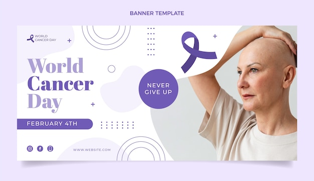 Flat world cancer day horizontal banner