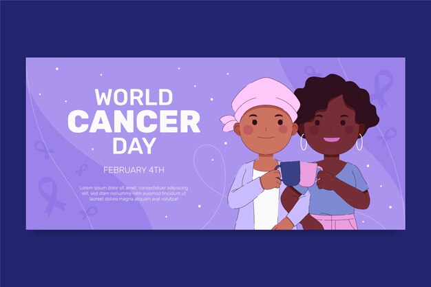 Flat world cancer day horizontal banner