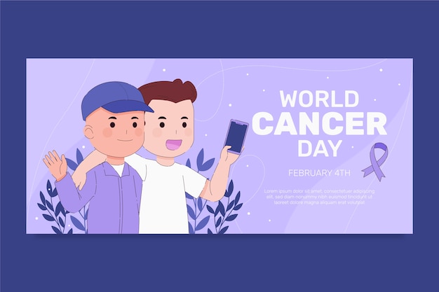 Flat world cancer day horizontal banner