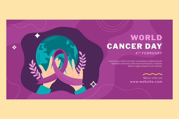 Flat world cancer day horizontal banner