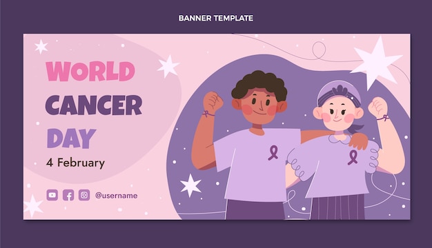 Flat world cancer day horizontal banner