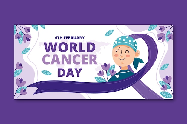 Flat world cancer day horizontal banner