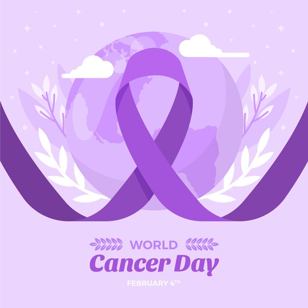 Flat world cancer day illustration