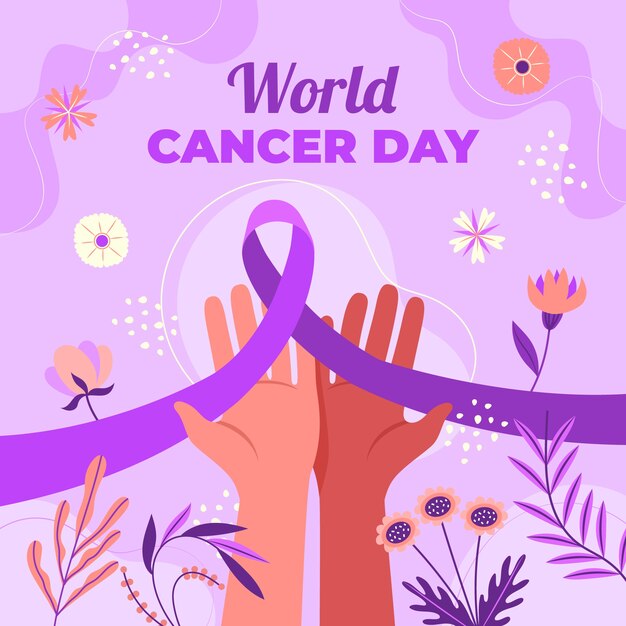 Flat world cancer day illustration