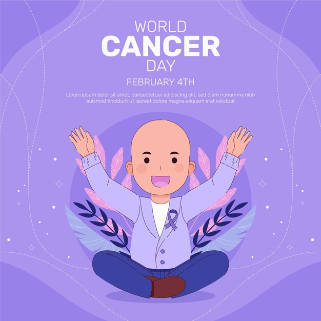 Flat world cancer day illustration