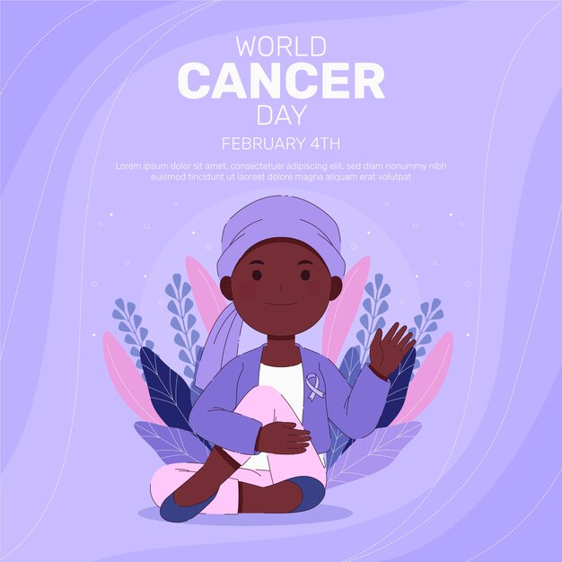 Flat world cancer day illustration