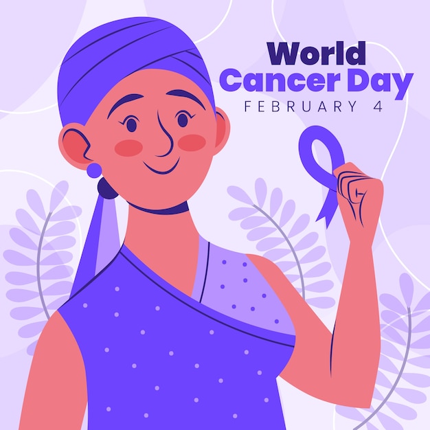 Flat world cancer day illustration