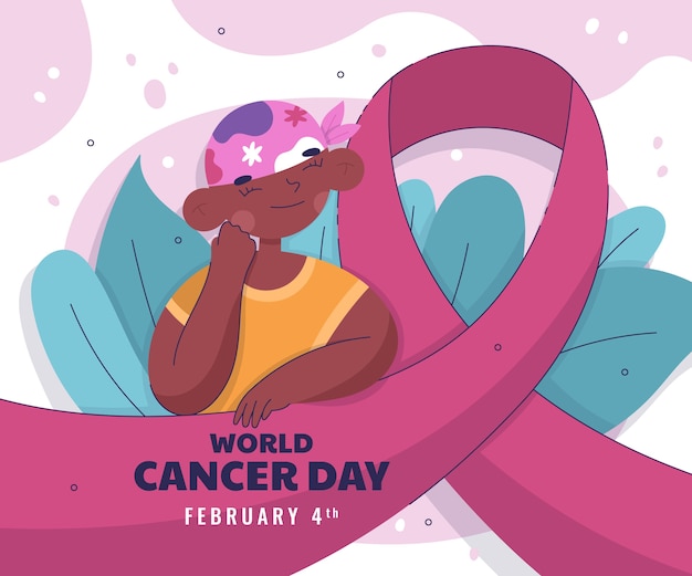 Flat world cancer day illustration