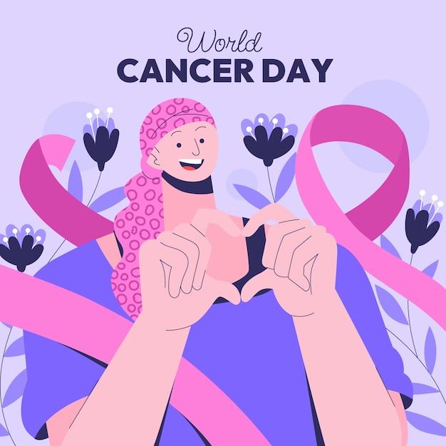 Flat world cancer day illustration