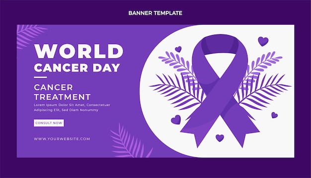 Flat world cancer day sale horizontal banner