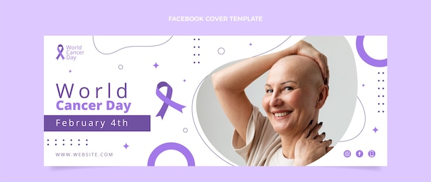 Free Vector flat world cancer day social media cover template