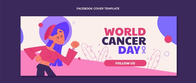 Flat world cancer day social media cover template