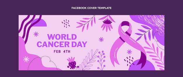 Flat world cancer day social media cover template