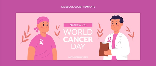 Flat world cancer day social media cover template