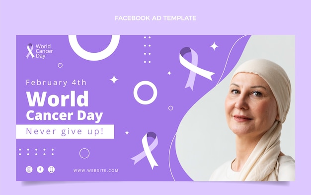 Flat world cancer day social media promo template