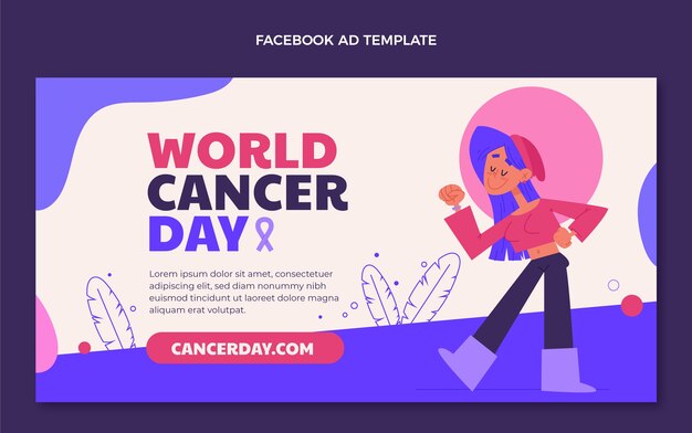 Flat world cancer day social media promo template