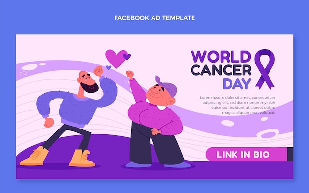 Flat world cancer day social media promo template