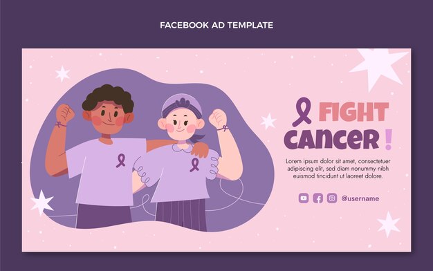 Flat world cancer day social media promo template