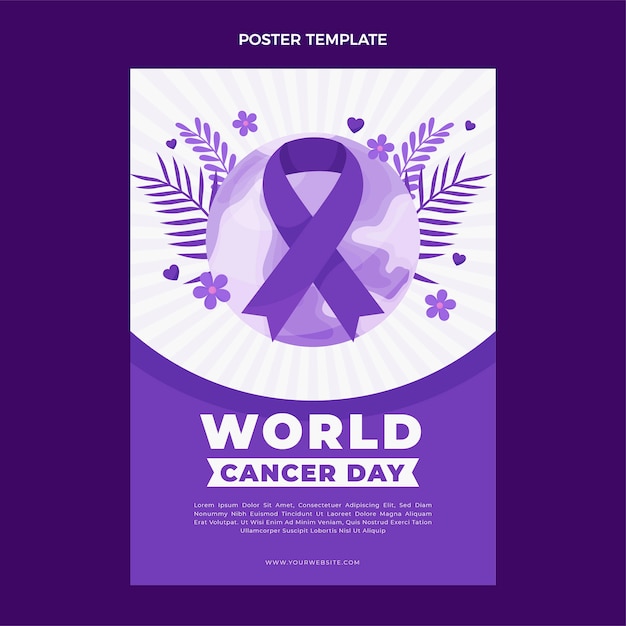 Flat world cancer day vertical poster template