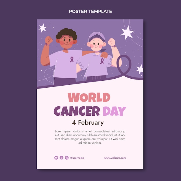 Flat world cancer day vertical poster template